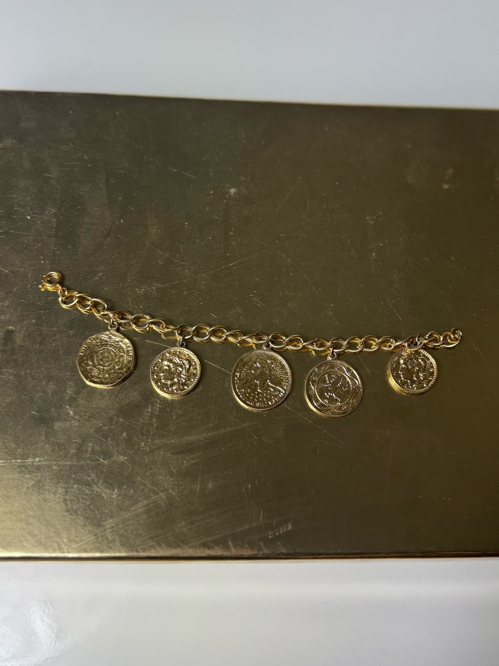Gold Coin Charm Link Bracelet - Women Jewelry - Picture 11 of 13